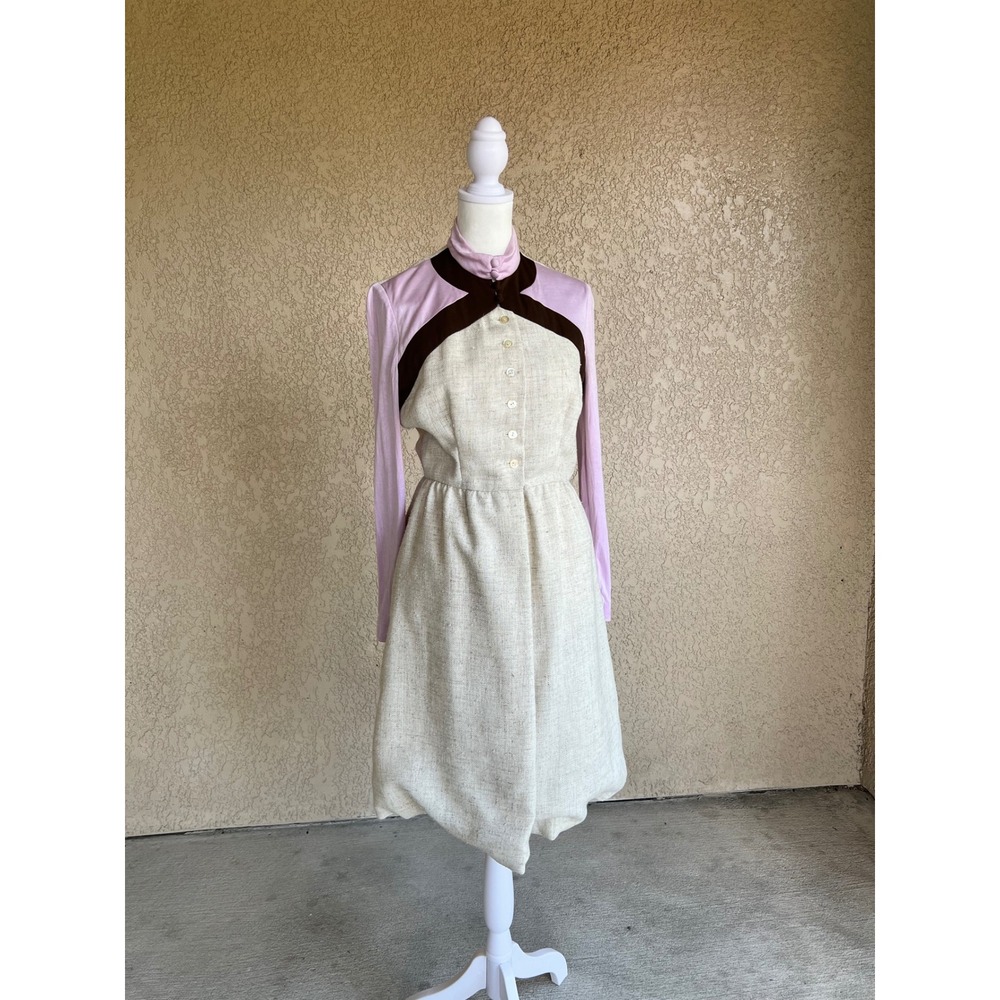 Vintage 1960s Rodrigues Wool Color Block Bubble Skirt Dress ILGWU Made in USA